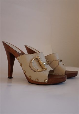 Y2K GUCCI CLOGS SANDALS MULES HIGH HEELS 37