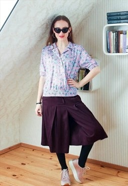 Purple burgundy wide culotte shorts