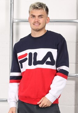 Vintage Fila Sweatshirt in Navy Crewneck Jumper Medium