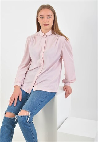 VINTAGE LONG SLEEVE BLOUSE IN LIGHT PINK