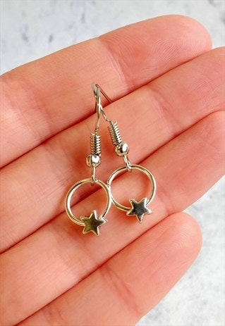 MINI STAR HOOP DROP EARRINGS