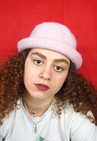 Y2K BABY PINK FLUFFY BUCKET HAT