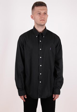90S VINTAGE POLO RALPH LAUREN BLACK SHIRT AA12600