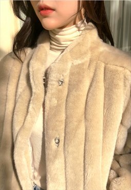 Vintage-inspired Teddy Bear Faux Fur Coat