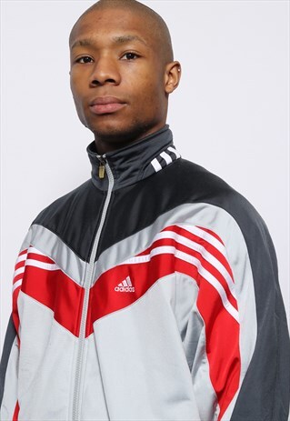 VINTAGE ADIDAS LOGO TRACK TOP JACKET GREY