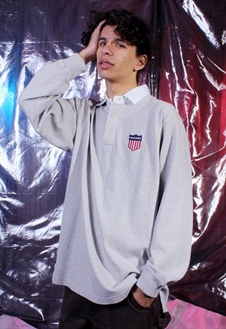 VINTAGE RALPH LAUREN POLO SPORT GREY RUGBY TOP