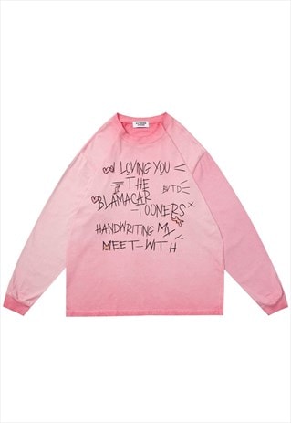 GRADIENT SWEATSHIRT SCRIBBLE JUMPER GRAFFITI TOP ACID PINK