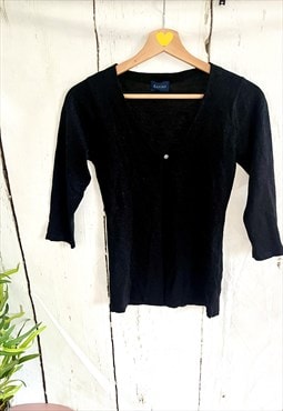 Vintage Black Glitter Thin Y2K Cardigan Top