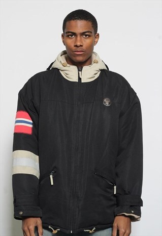 VINTAGE NAPAPIJRI PADDED QUILTED FULL ZIP JACKET BLACK
