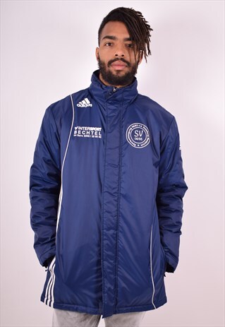 ADIDAS MENS VINTAGE PADDED JACKET MEDIUM BLUE 90S