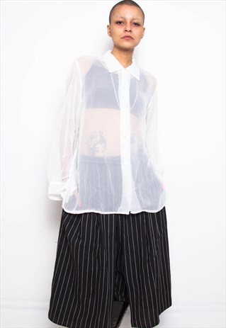 VINTAGE 90S WHITE CHIFFON SHIRT ID:1488