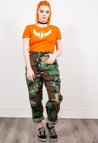 VINTAGE 90'S GRUNGE CAMOUFLAGE ARMY STYLE TROUSERS