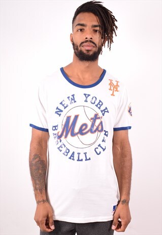 MENS VINTAGE NY METS T-SHIRT TOP XXL WHITE 90S