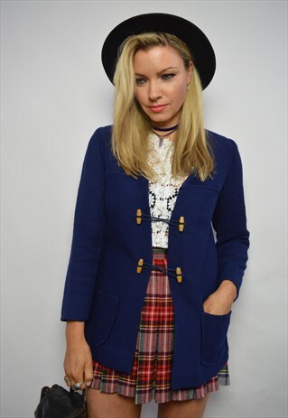 VINTAGE 80S NAVY WOOL BLAZER JACKET PREPPY RETRO TAILORED