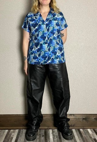 VINTAGE 90'S BLUE FLORAL PRINT SHIRT