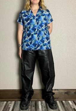 Vintage 90's Blue Floral Print Shirt 
