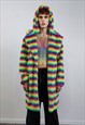 RAINBOW COAT HOODED GAY PRIDE TRENCH STRIPED FESTIVAL BOMBER