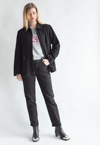 VINTAGE 80S MINIMAL ZIP UP WOOL BLAZER