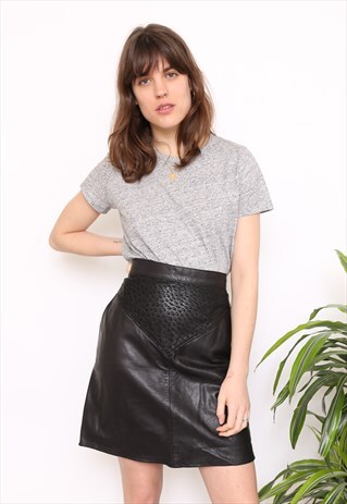 VINTAGE 80S BLACK LEATHER MINI SKIRT