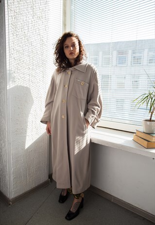 VINTAGE 80'S TRENDY WIDE CREAM CASHMERE COAT