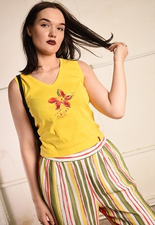 Y2K RETRO FLORAL PRINT TEEN FESTIVAL TANK TOP
