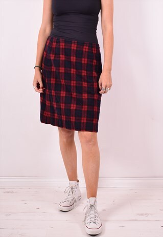 PENDLETON WOMENS VINTAGE SKIRT W32 RED CHECK 90S