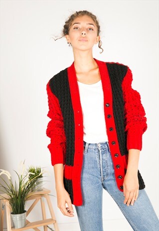 VINTAGE 80S CASUAL KNIT CARDIGAN / R03022