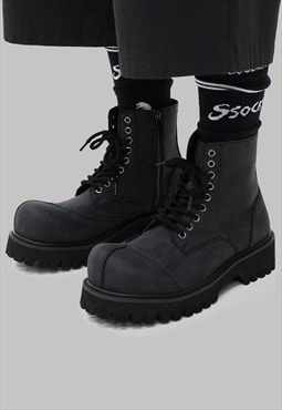 Punk platform ankle boots Gothic platform catwalk shoes