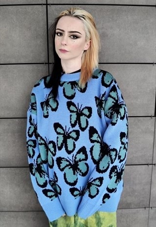 Butterfly knitwear sweater firefly knitted jumper in blue