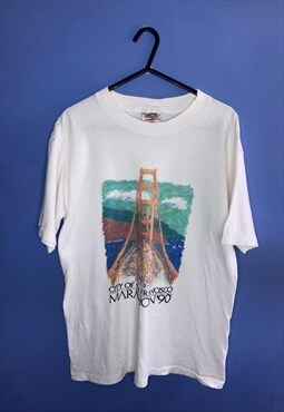 Vintage white large 90s San Francisco marathon 1990 t-shirt 