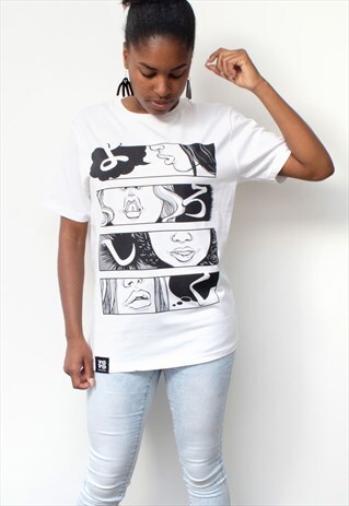 YOROSHIKU CLASSIC: MANGA ORGANIC T-SHIRT IN WHITE (LIPS)