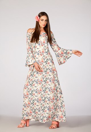 MAXI DRESS/ FLORAL MAXI DRESS/ OFF THE SHOULDERS DRESS/