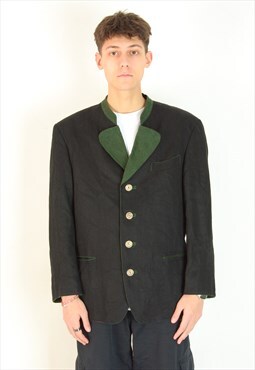 LODENFREY Vintage Men UK 42 Trachten Blazer Linen Jacket Top