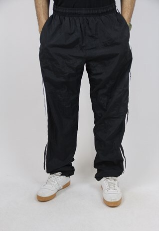 VINTAGE NIKE BLACK SHELL TRACKSUIT BOTTOMS