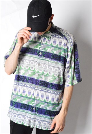 VINTAGE 90S ABSTRACT AZTEC SHORT SLEEVE SUMMER SHIRT