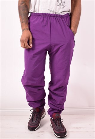 MENS VINTAGE TRACKSUIT TROUSERS SMALL PURPLE 90S