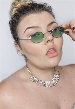 NECKLACE MULTICOLOURED RAINBOW INSPIRED RHINESTONES