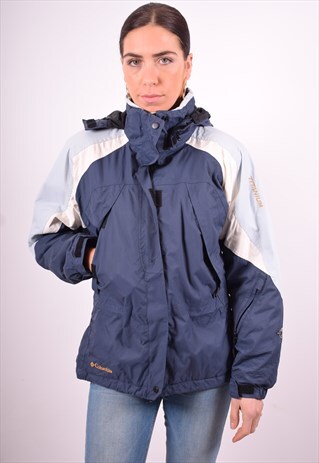 COLUMBIA WOMENS VINTAGE WINDBREAKER JACKET SMALL BLUE 90'S