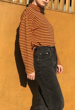 90S STRIPED TURTLE NECK TOP