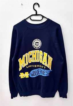 Vintage Michigan wolverines navy blue sweatshirt medium 