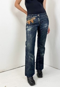 Vintage y2k butterfly patch jeans 