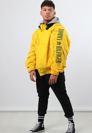VINTAGE TOMMY HILFIGER YELLOW SPELLOUT JACKET