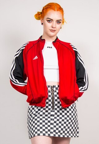 90'S ADIDAS VINTAGE RED TRACKSUIT JACKET TOP