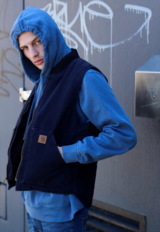 90S CARHARTT LINED BLUE WORKWEAR VEST