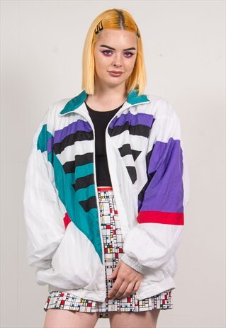 90'S WHITE SHELL TRACKSUIT JACKET