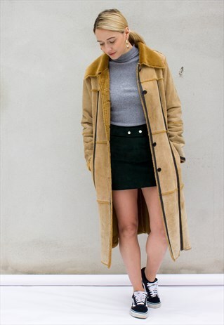 VINTAGE SUEDE AUTUMN SHEARLING COAT