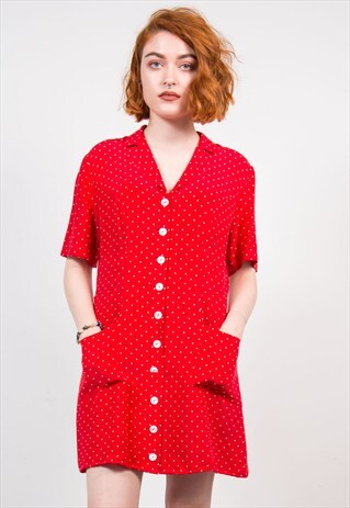 VINTAGE 90'S RED POLKA DOT MINI DRESS