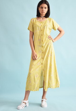 90'S RETRO FLORAL PRINT FESTIVAL MOMS MAXI DRESS