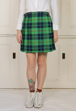 80S VINTAGE TARTAN KILT SKIRT
