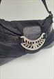 VALENTINO GARAVANI VINTAGE BLACK LEATHER AND SATIN SHOULDER 